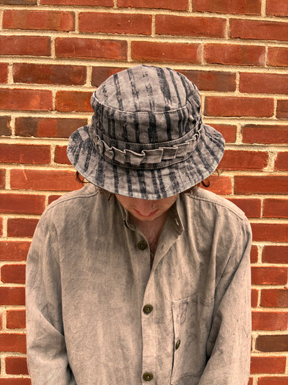Jungle Hat - Black Tea  Dyed Stripe Denim