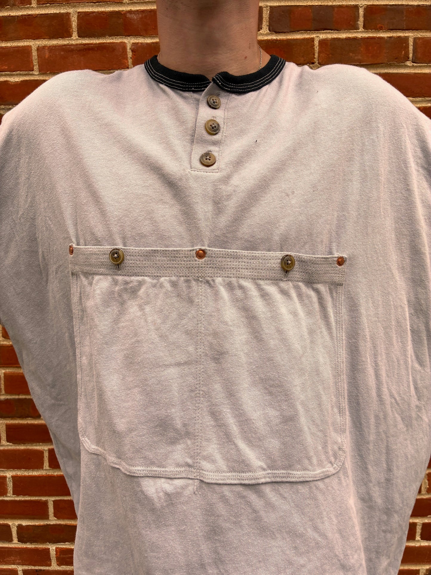 2 Pocket GIGANTIC Henley Tee - Back Tea + Rust Dyed