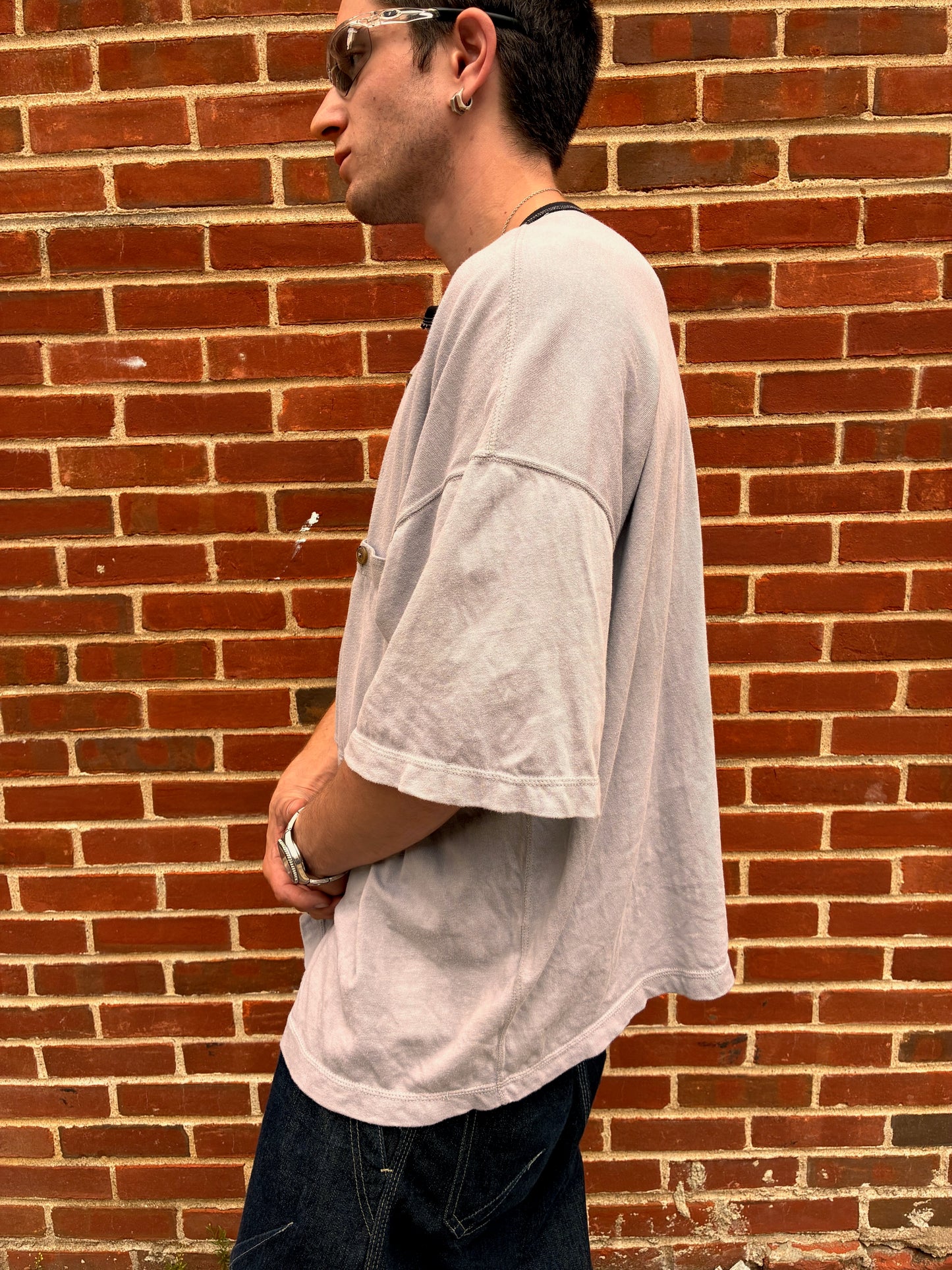 2 Pocket GIGANTIC Henley Tee - Back Tea + Rust Dyed