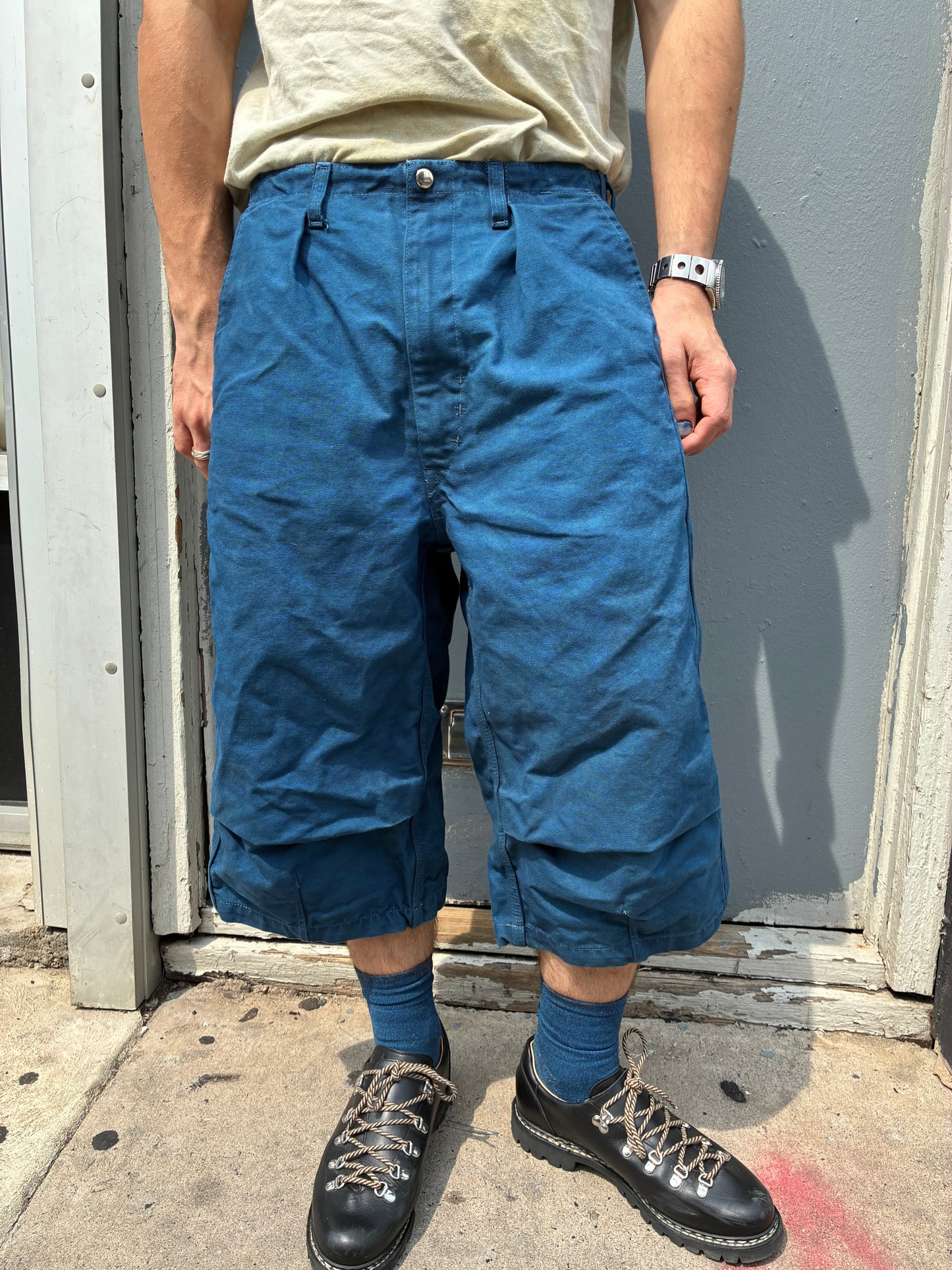 Crease Shorts - Indigo and Black Tea Dyed Cotton Canvas