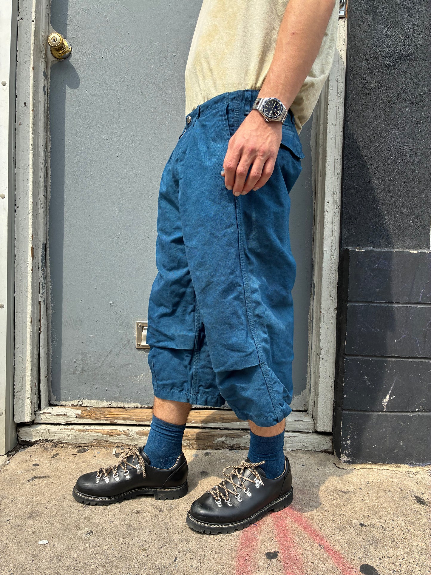 Crease Shorts - Indigo and Black Tea Dyed Cotton Canvas