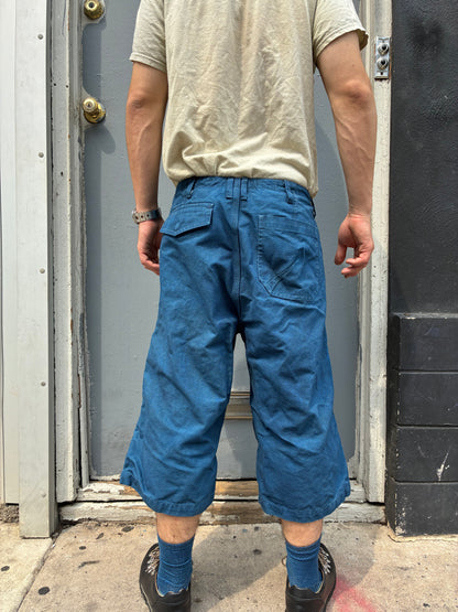 Crease Shorts - Indigo and Black Tea Dyed Cotton Canvas
