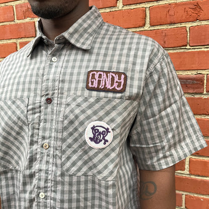 Short Sleeve Mechanics Shirt (Gandy) - Black Tea & Rust Dyed Cotton Gingham