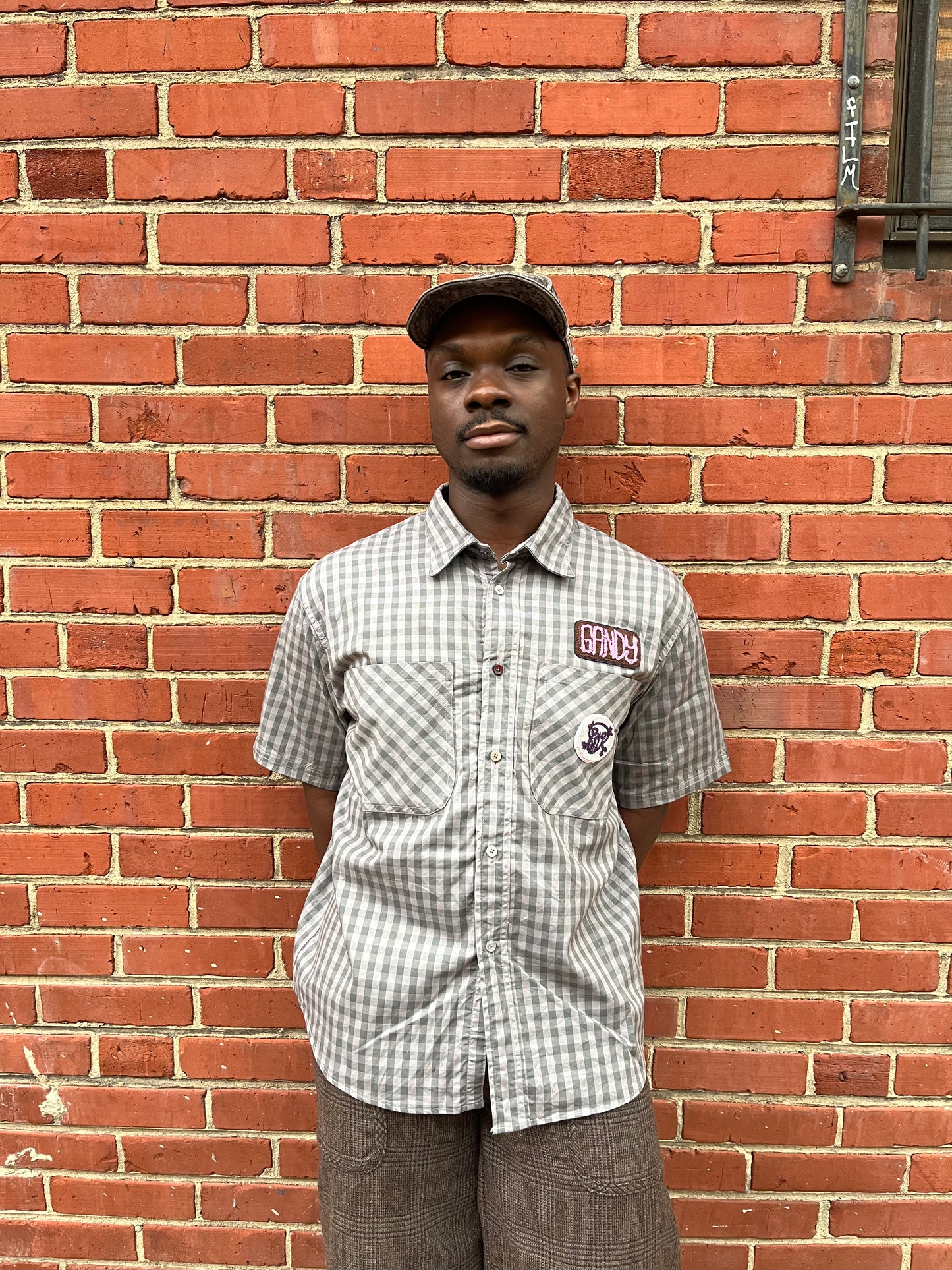 Short Sleeve Mechanics Shirt (Gandy) - Black Tea & Rust Dyed Cotton Gingham