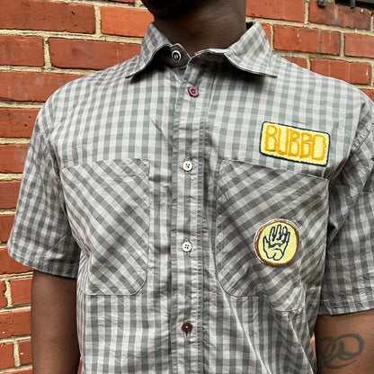 Short Sleeve Mechanics Shirt (Bubbo) - Black Tea & Rust Dyed Cotton Gingham