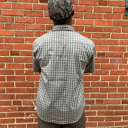 Short Sleeve Mechanics Shirt (Bubbo) - Black Tea & Rust Dyed Cotton Gingham