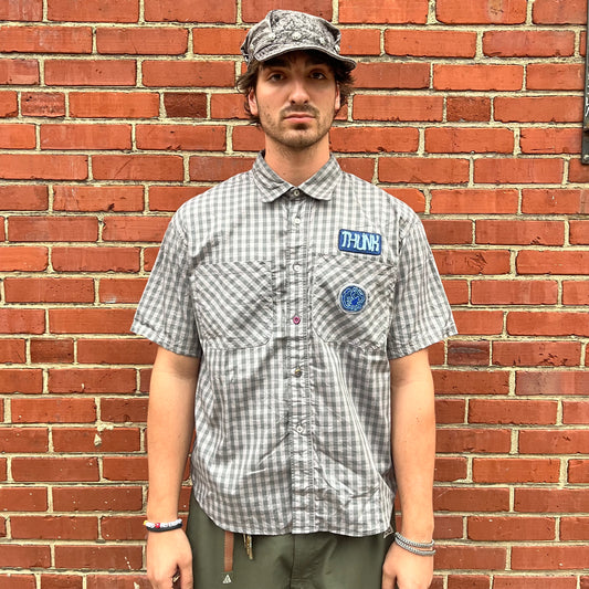 Short Sleeve Mechanics Shirt (Thunk) - Black Tea & Rust Dyed Cotton Gingham
