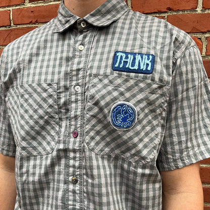 Short Sleeve Mechanics Shirt (Thunk) - Black Tea & Rust Dyed Cotton Gingham
