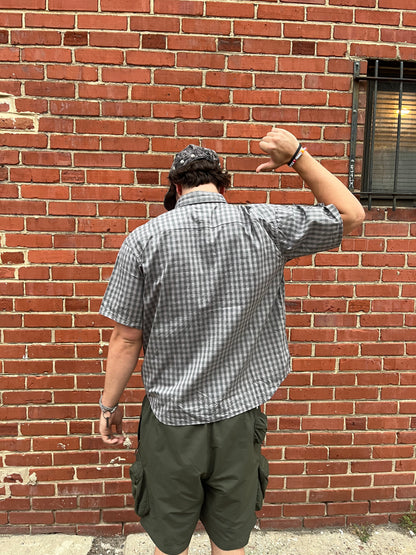 Short Sleeve Mechanics Shirt (Thunk) - Black Tea & Rust Dyed Cotton Gingham