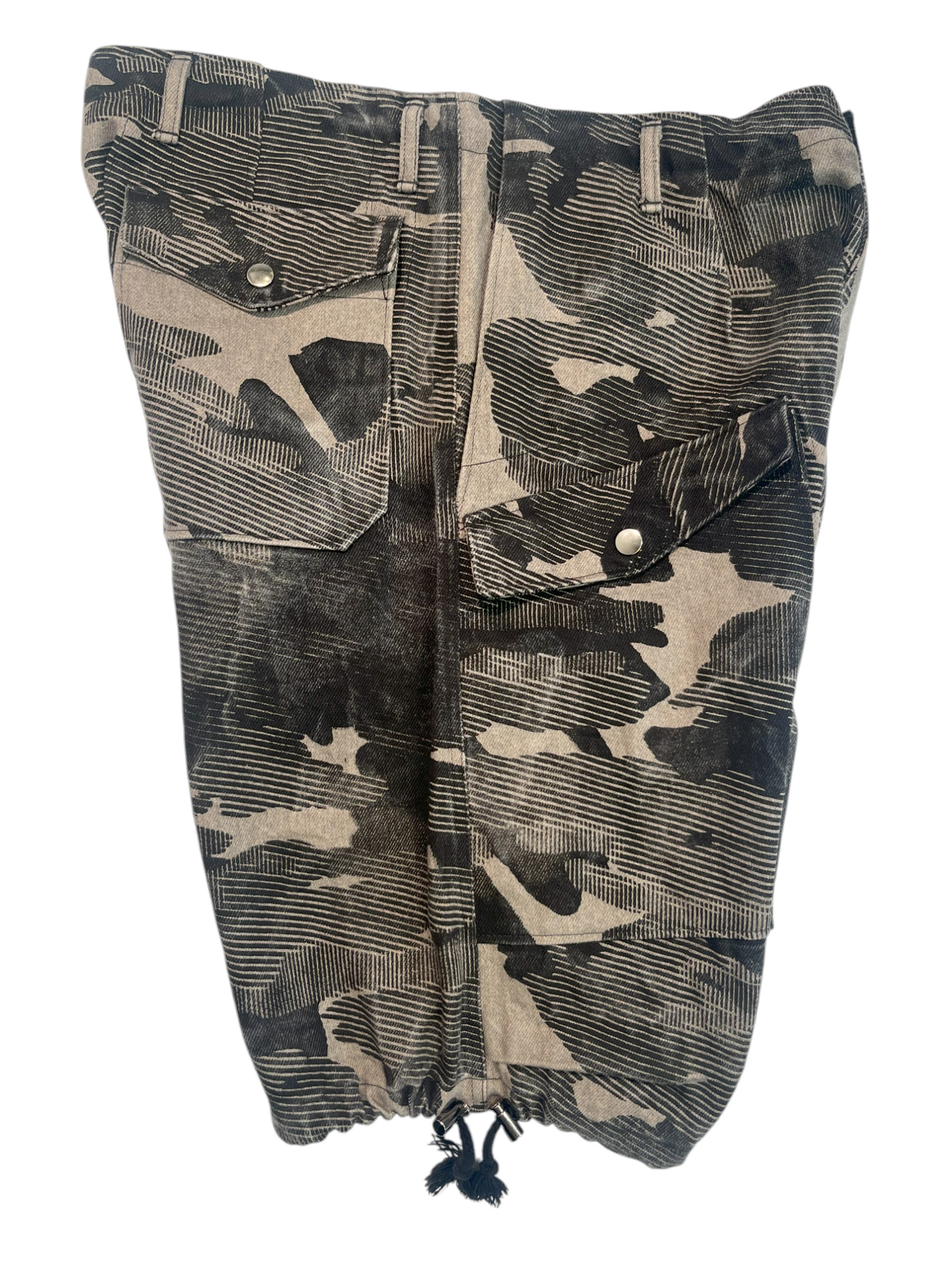 Denim Utility Cargo Shorts - Mapped Mono Print Camo