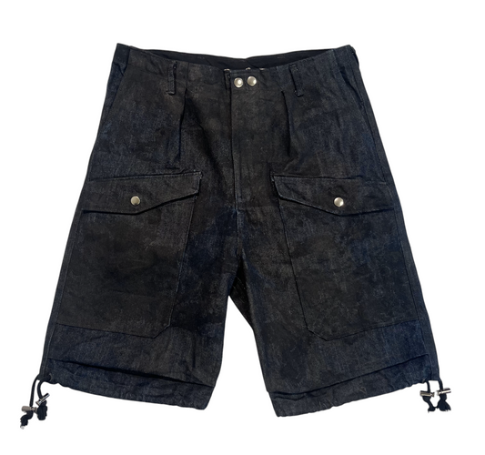 Utility Cargo Shorts - Scattered Surface Print Denim