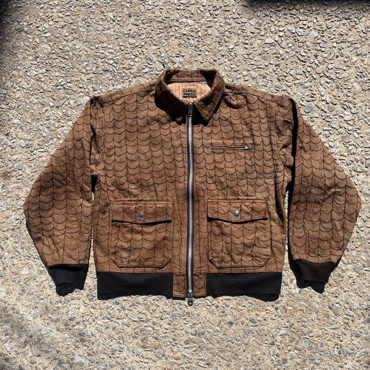 Infrequent Flyer Jacket Lined - Persimmon 12oz Fishnet Brown Chainstitch Denim