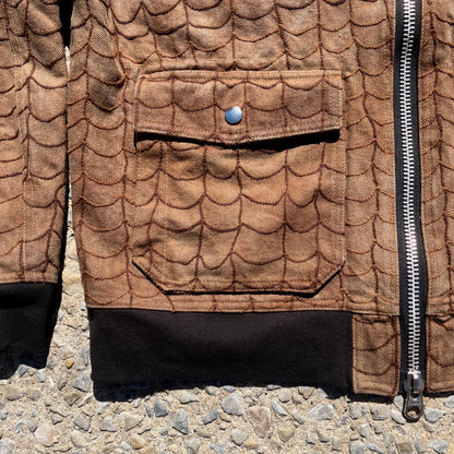 Infrequent Flyer Jacket Lined - Persimmon 12oz Fishnet Brown Chainstitch Denim