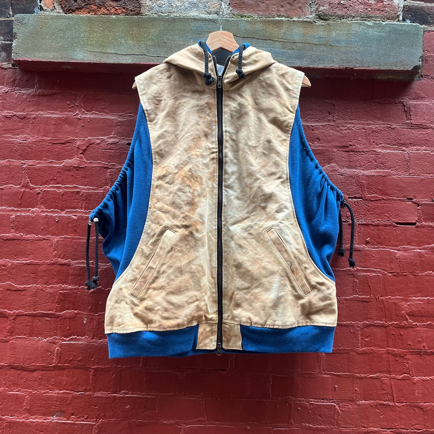 Synch Vest - Persimmon Canvas With Chainstitch Text Smear #2