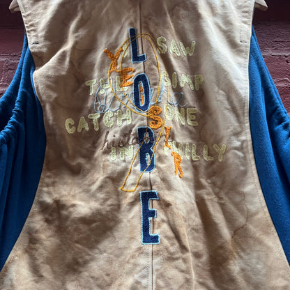 Synch Vest - Persimmon Canvas With Chainstitch Text Smear #2