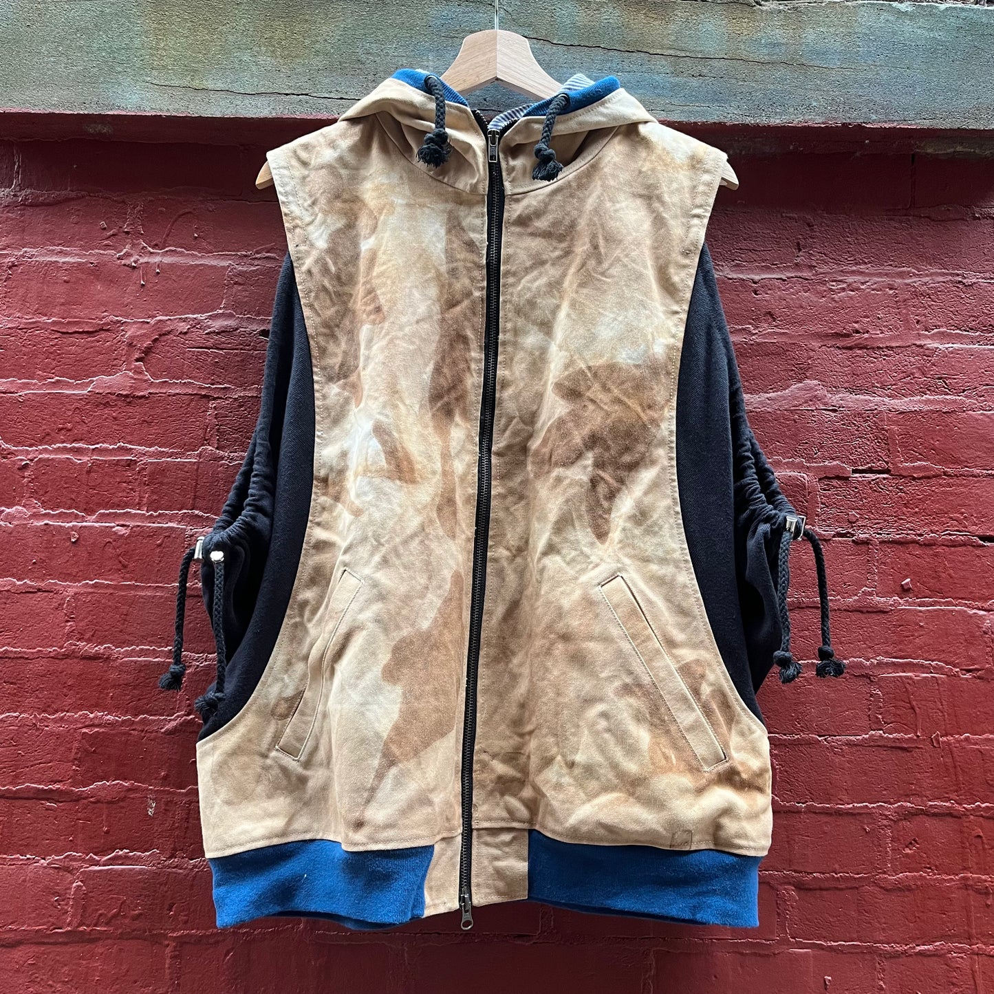 Synch Vest - Persimmon Canvas With Chainstitch Text Smear #1