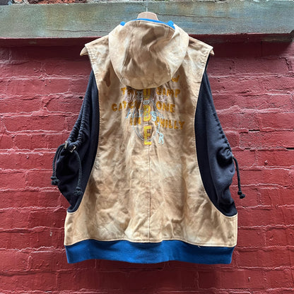 Synch Vest - Persimmon Canvas With Chainstitch Text Smear #1