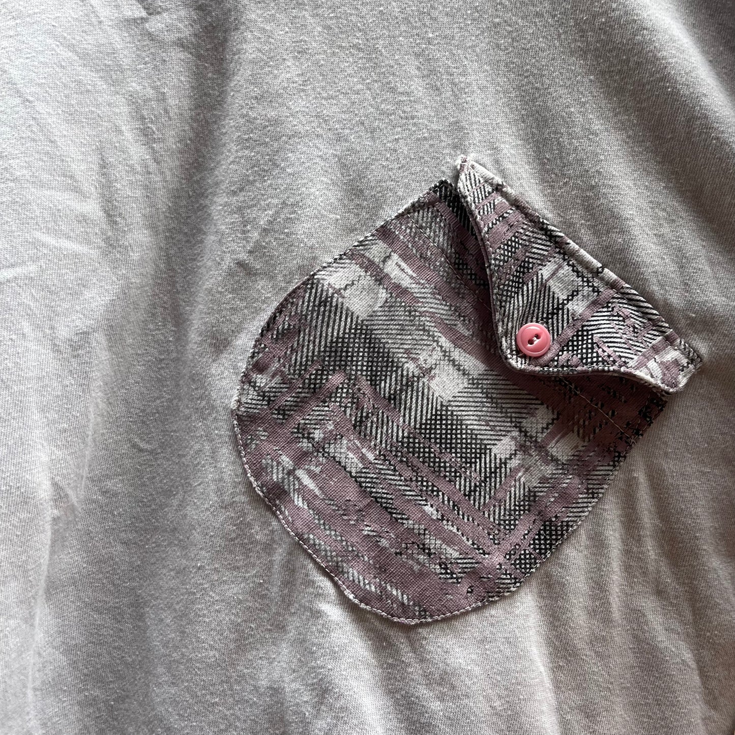 Wonky Pocket Gigantic Henley T-Shirt - Acorn + Rust