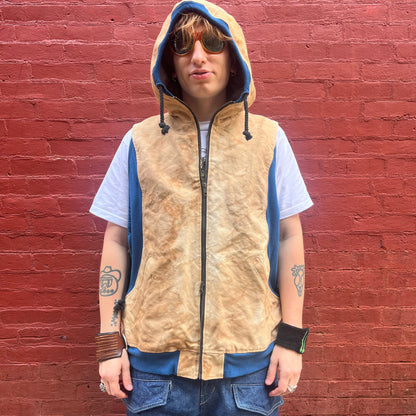 Synch Vest - Persimmon Canvas With Chainstitch Text Smear #2