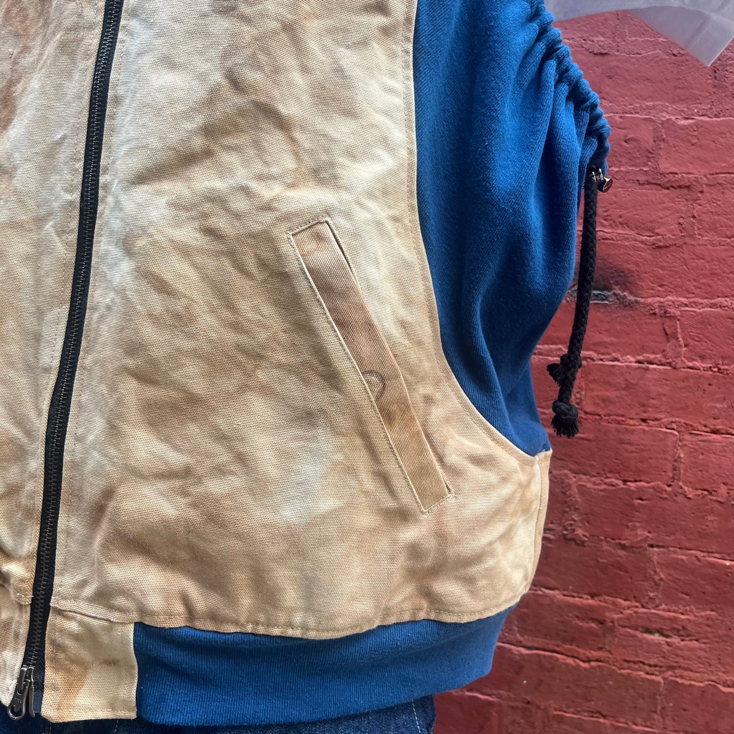 Synch Vest - Persimmon Canvas With Chainstitch Text Smear #2