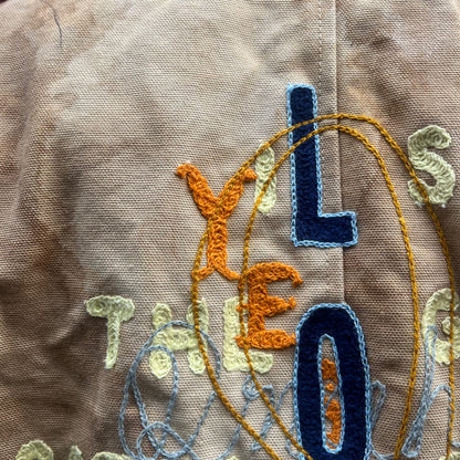 Synch Vest - Persimmon Canvas With Chainstitch Text Smear #2