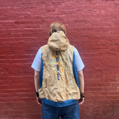 Synch Vest - Persimmon Canvas With Chainstitch Text Smear #2