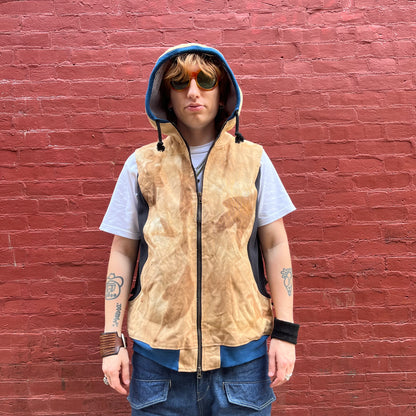 Synch Vest - Persimmon Canvas With Chainstitch Text Smear #1