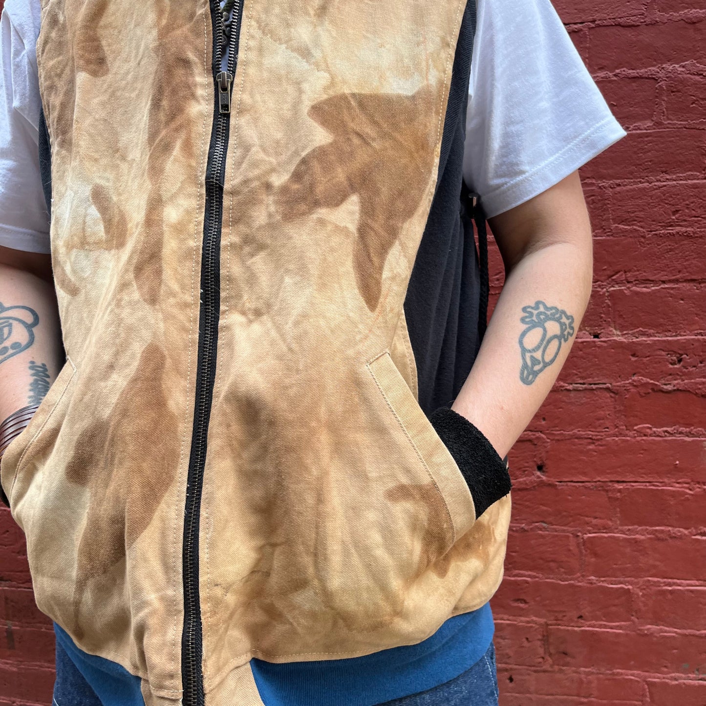 Synch Vest - Persimmon Canvas With Chainstitch Text Smear #1