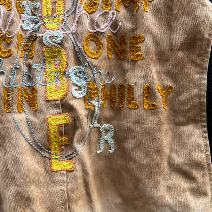 Synch Vest - Persimmon Canvas With Chainstitch Text Smear #1