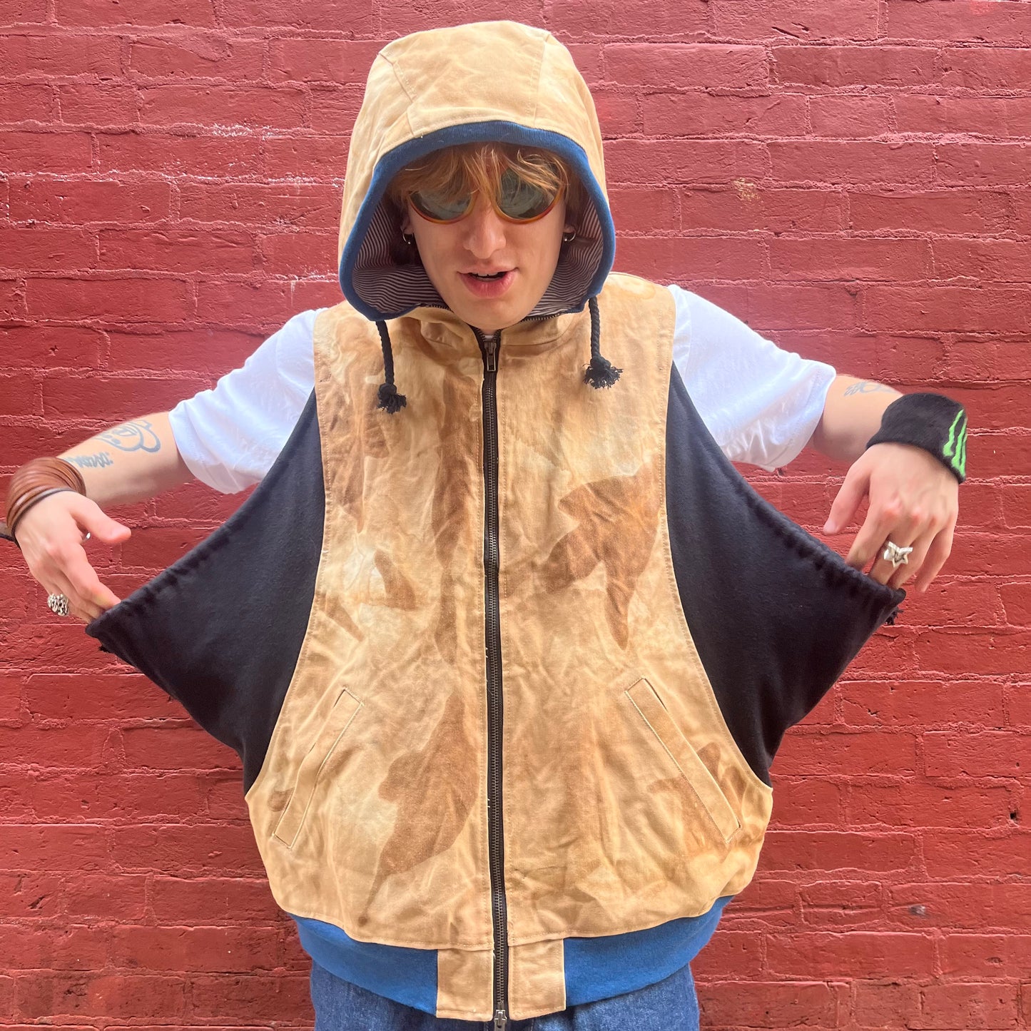 Synch Vest - Persimmon Canvas With Chainstitch Text Smear #1