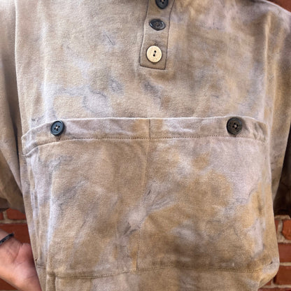 2 Pocket WIDE Henley Tee - Avocado & Rust Swirl