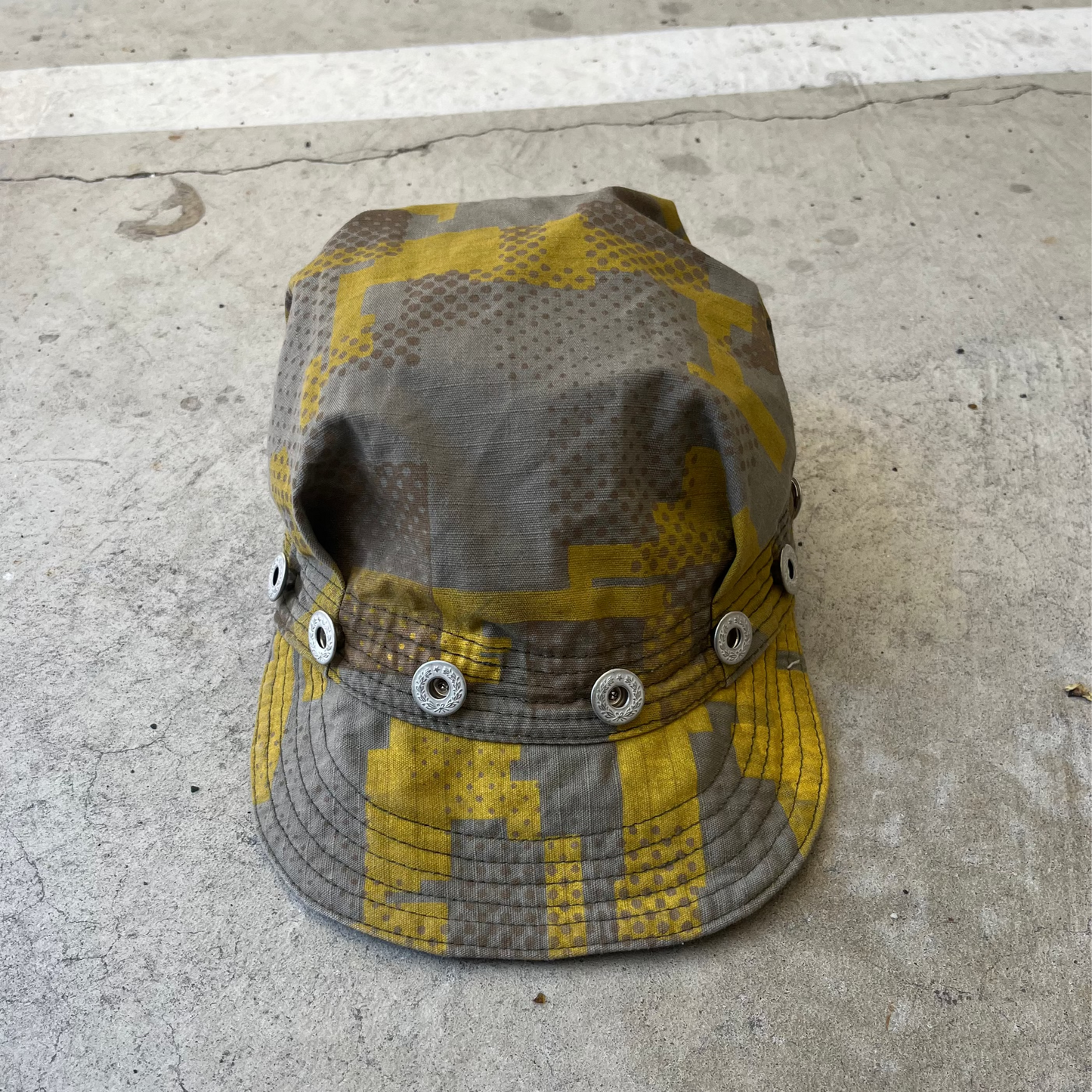 Pleated Mechanics Cap - 2 Layer Digi-Camo Cotton Ripstop