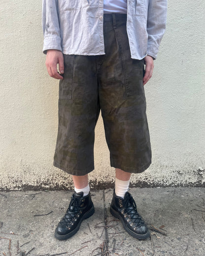 Long Shorts - Black Tea & Rust Dyed 2 Layer Digi-Camo Cotton Ripstop