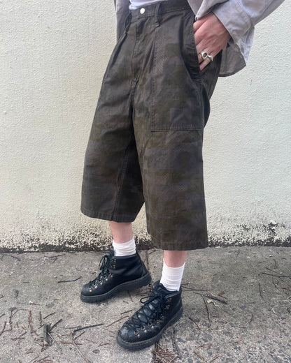 Long Shorts - Black Tea & Rust Dyed 2 Layer Digi-Camo Cotton Ripstop