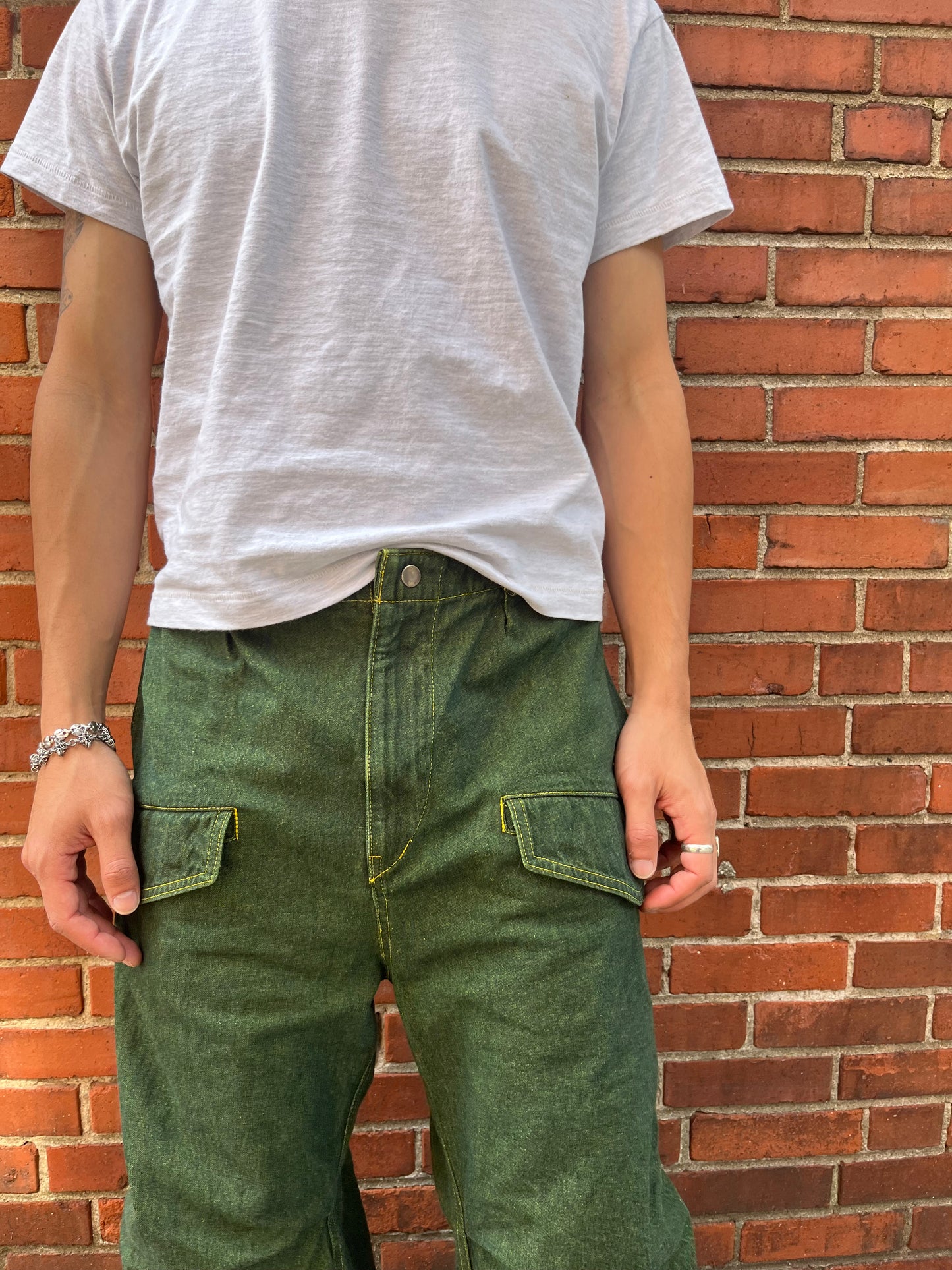 Utility Thwocket Pants - Green Turmeric Denim