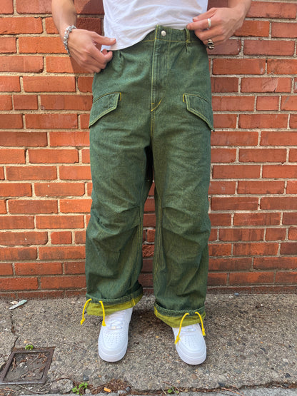 Utility Thwocket Pants - Green Turmeric Denim