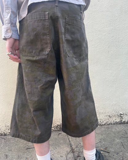 Long Shorts - Black Tea & Rust Dyed 2 Layer Digi-Camo Cotton Ripstop