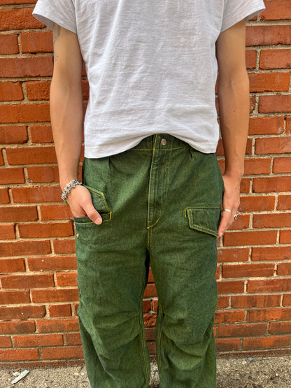 Utility Thwocket Pants - Green Turmeric Denim