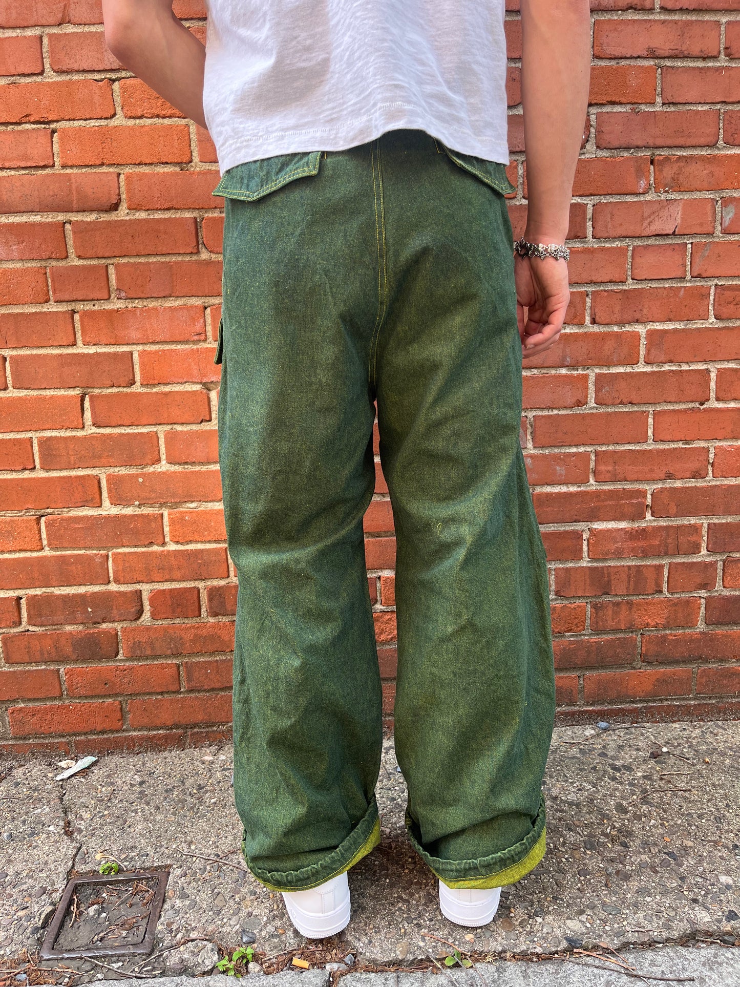 Utility Thwocket Pants - Green Turmeric Denim