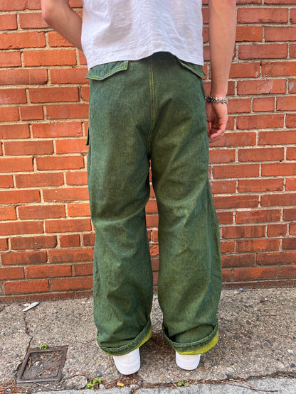 Utility Thwocket Pants - Green Turmeric Denim