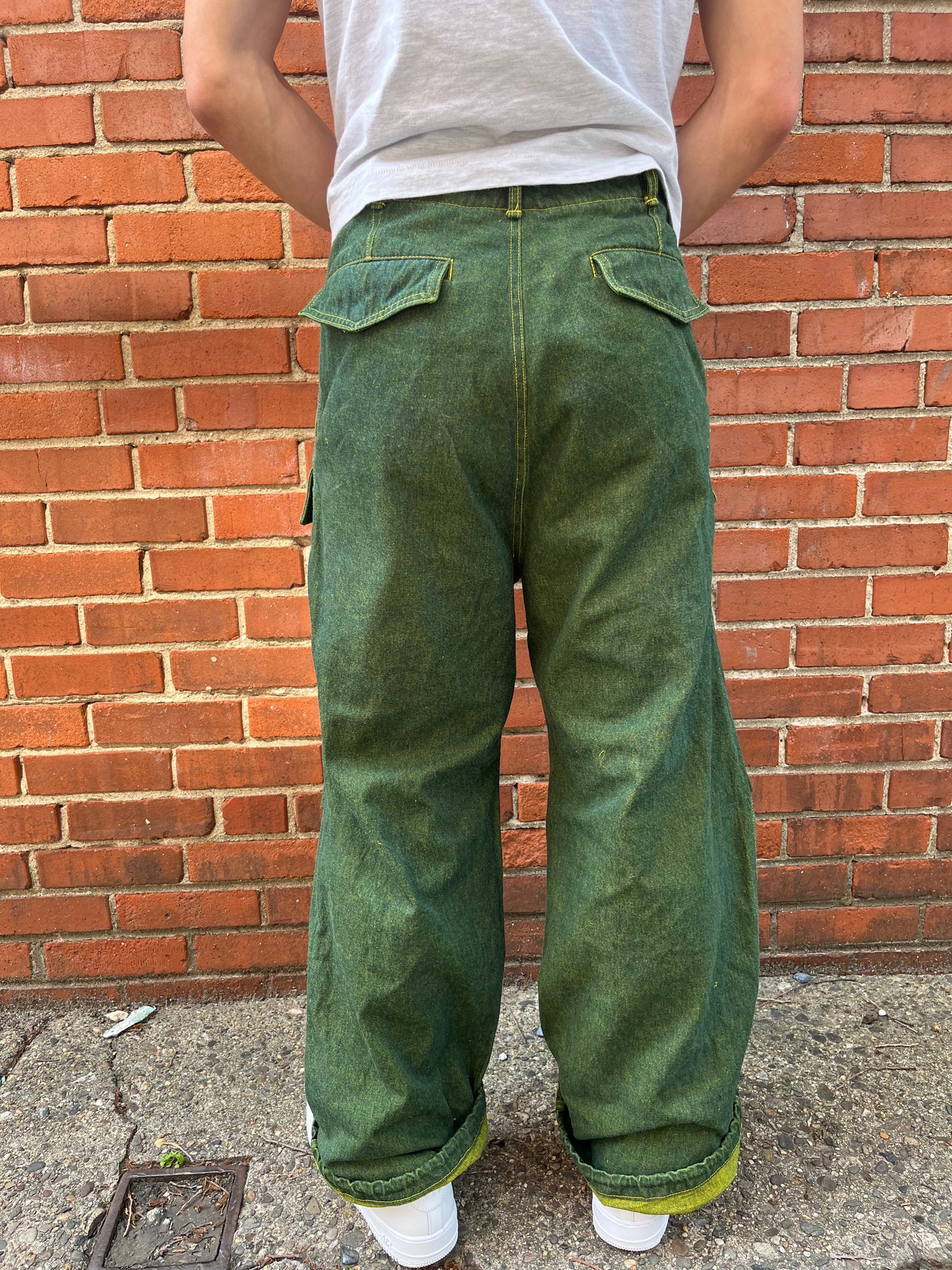 Utility Thwocket Pants - Green Turmeric Denim
