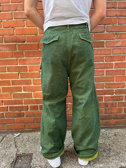 Utility Thwocket Pants - Green Turmeric Denim