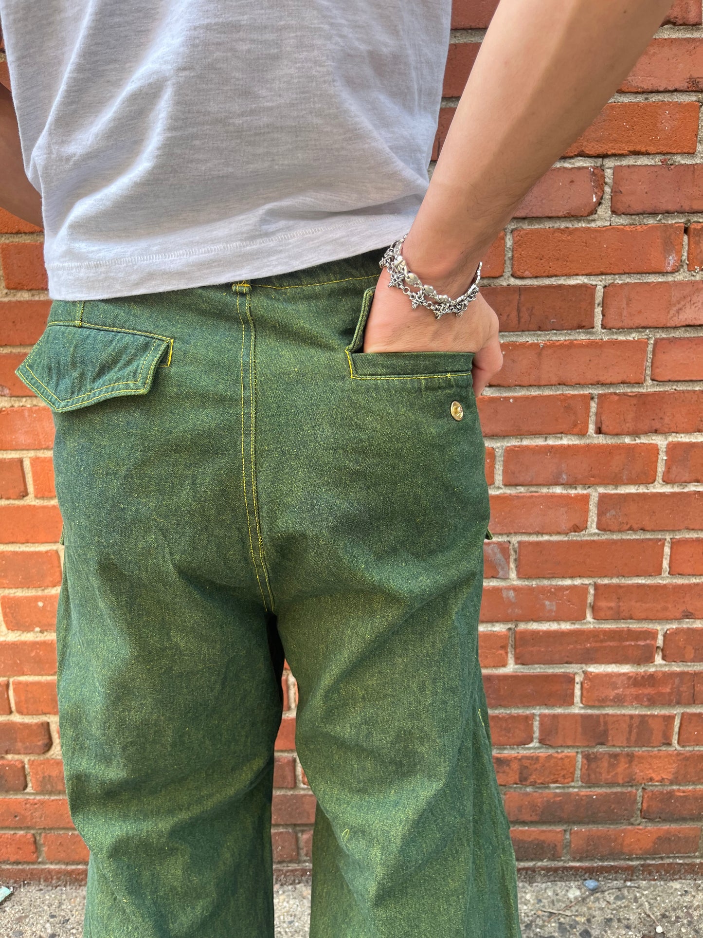 Utility Thwocket Pants - Green Turmeric Denim