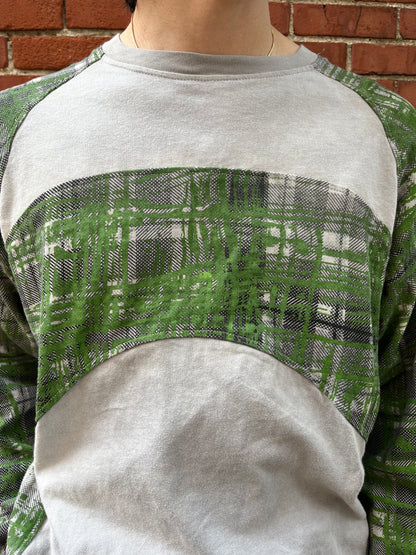 Paneled Raglan Long Sleeve Tee - Acorn + Rust 2 Layer Crazy Plaid