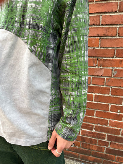 Paneled Raglan Long Sleeve Tee - Acorn + Rust 2 Layer Crazy Plaid