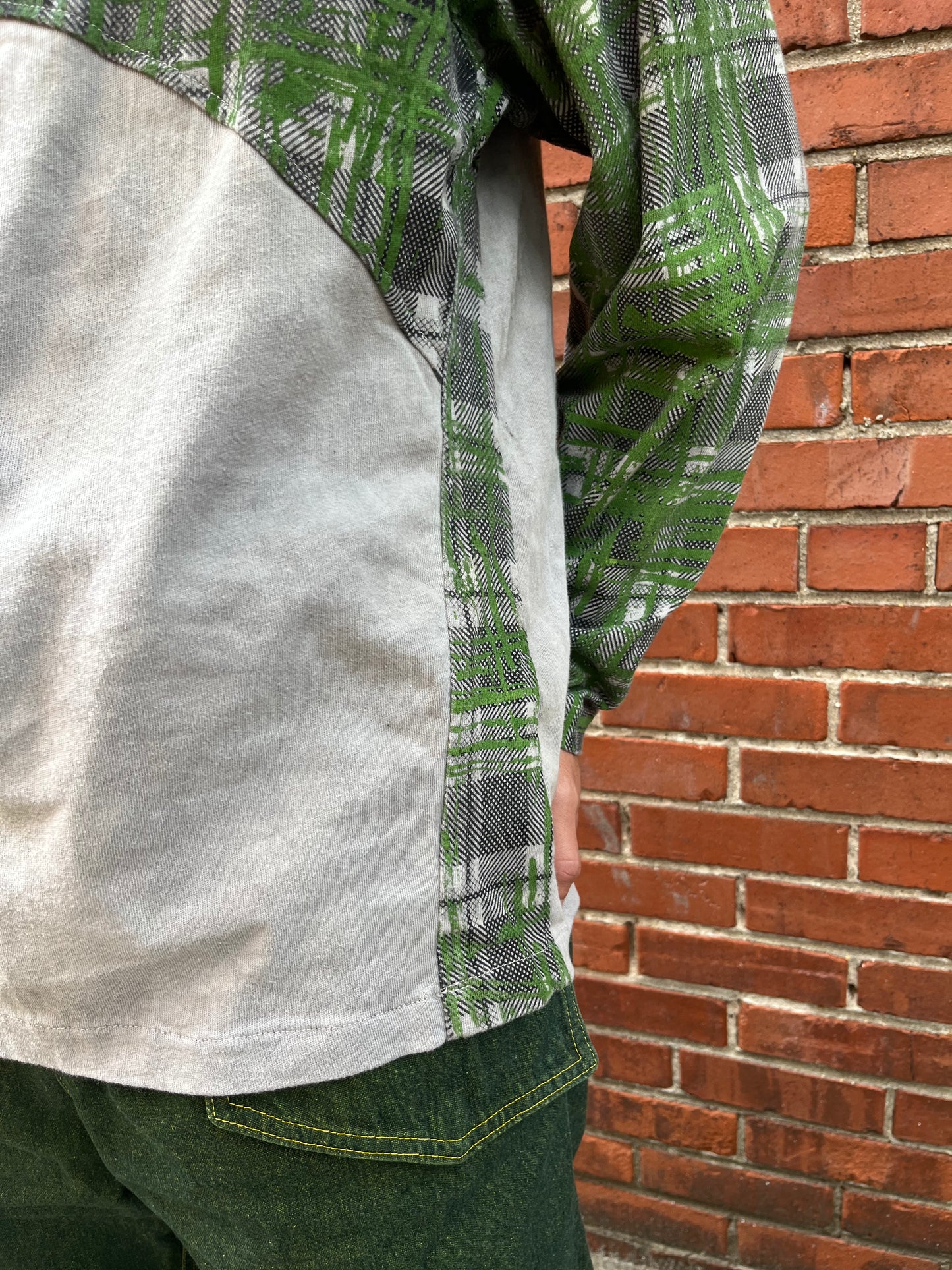 Paneled Raglan Long Sleeve Tee - Acorn + Rust 2 Layer Crazy Plaid