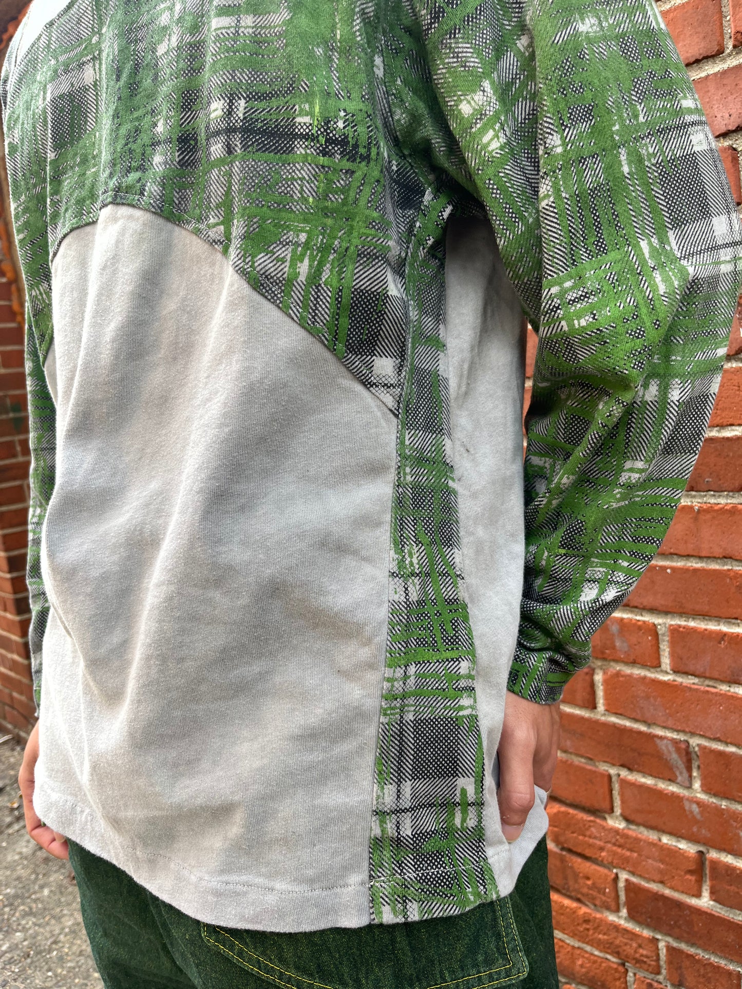 Paneled Raglan Long Sleeve Tee - Acorn + Rust 2 Layer Crazy Plaid