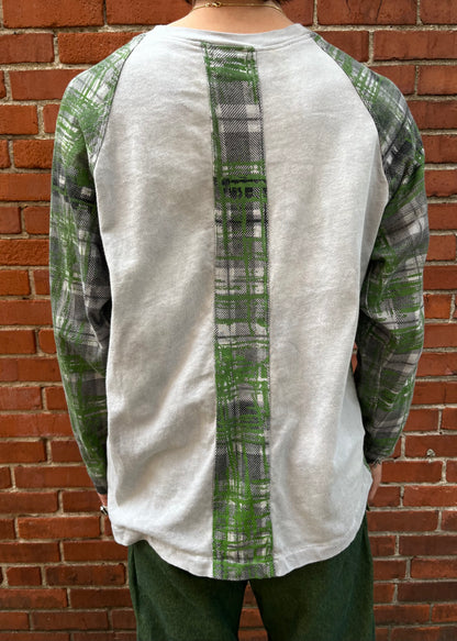 Paneled Raglan Long Sleeve Tee - Acorn + Rust 2 Layer Crazy Plaid