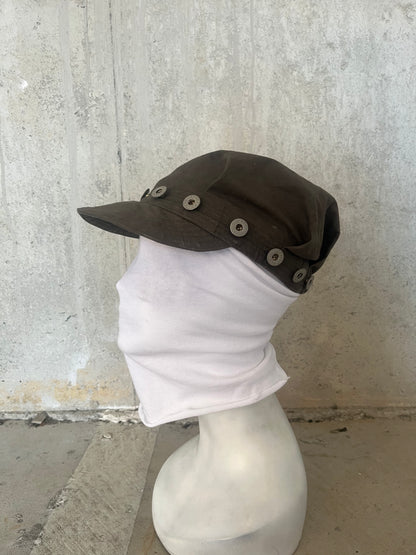 Pleated Mechanics Cap - Black Tea + Rust Dyed cotton Ripstop