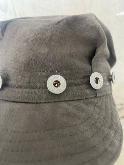 Pleated Mechanics Cap - Black Tea + Rust Dyed cotton Ripstop